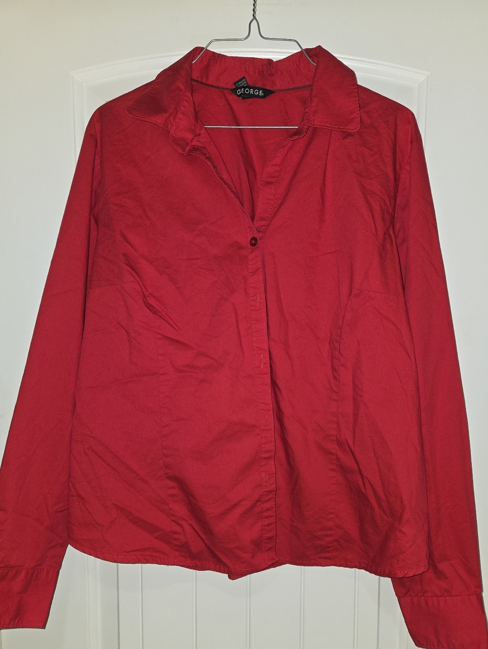 George Red Long-Sleeve Button-Up Shirt